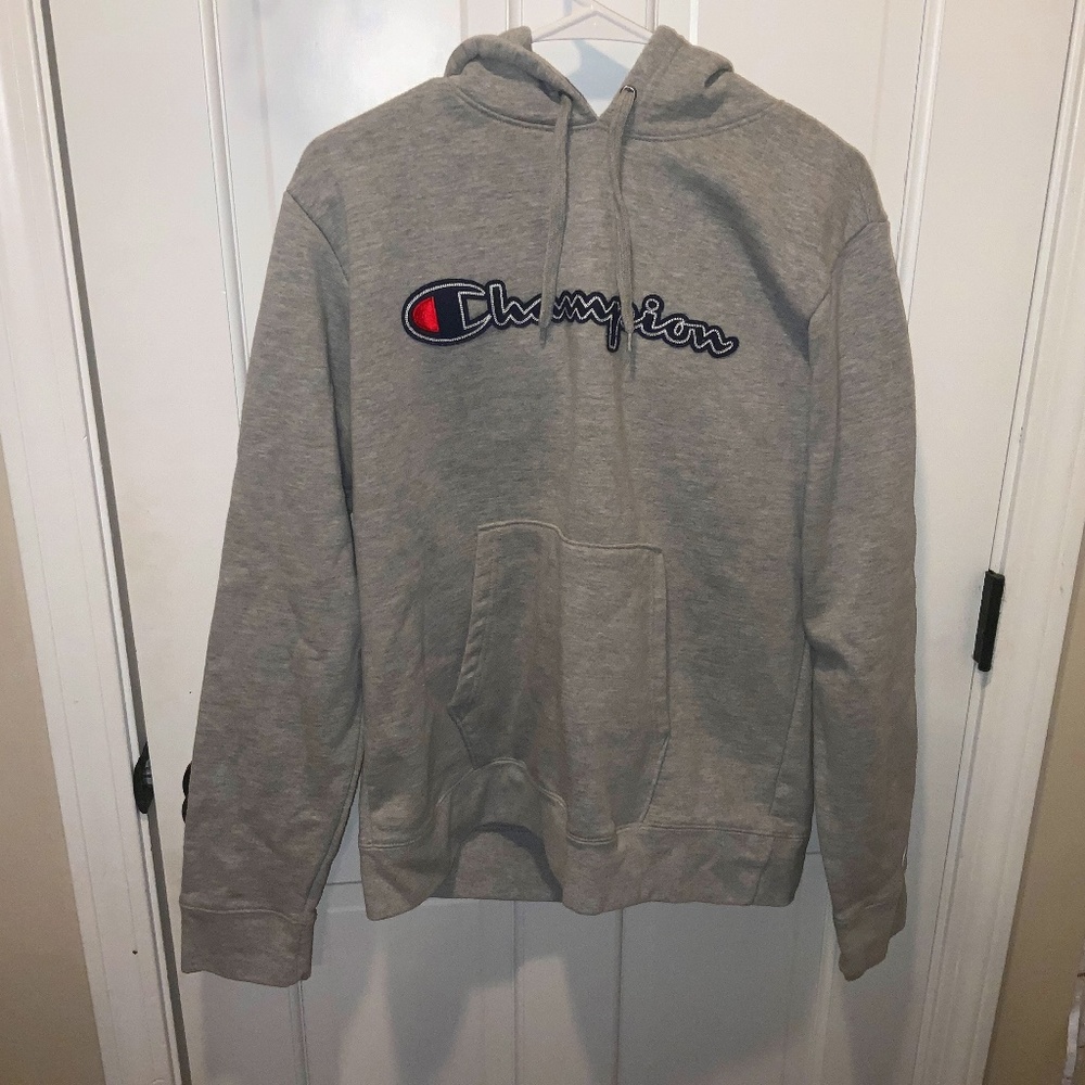 Champion Men's Logo Hoodie Grey M